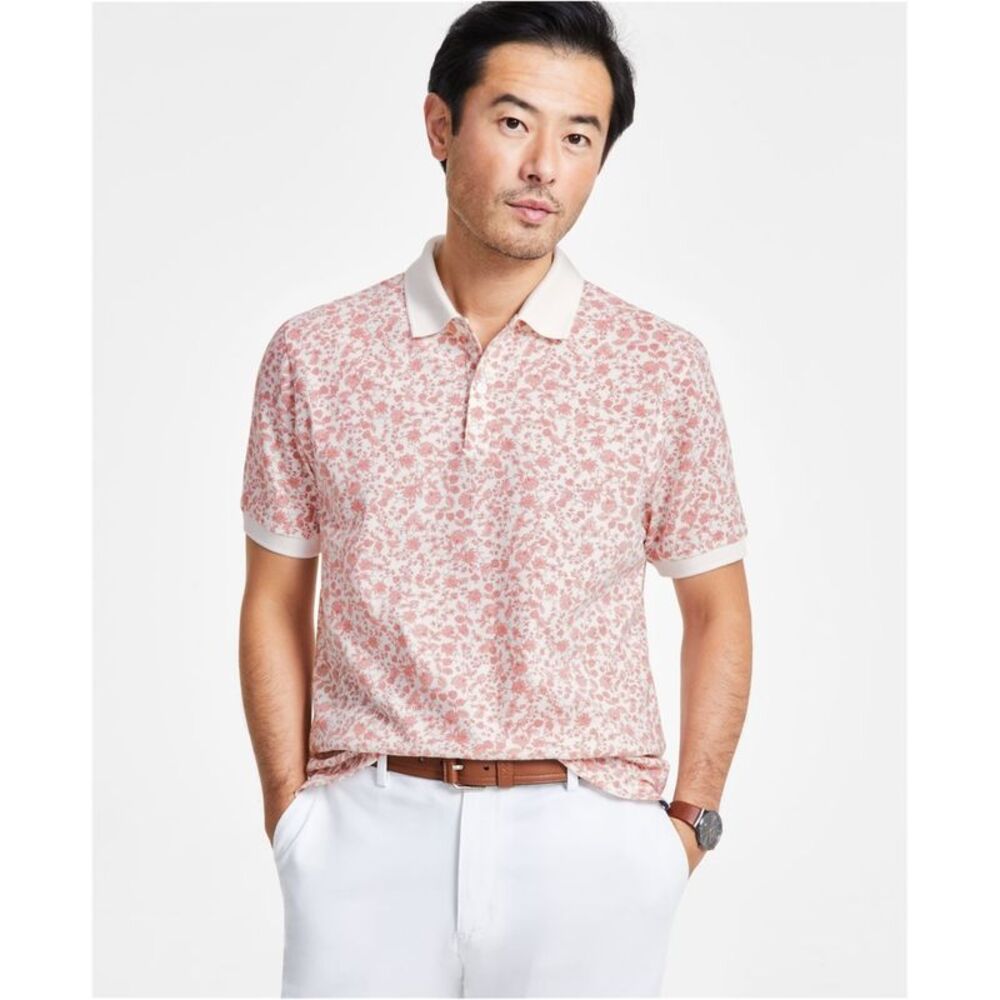 Club Room Mens Floral Pique Polo Shirt, NWT